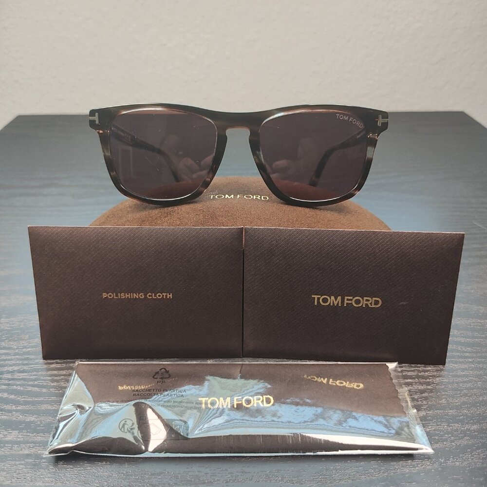 Tom Ford Gerard - Sunglasses Men's Shiny Striped Brown Havana 54mm